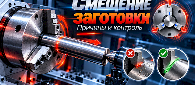 Почему заготовка начинает смещаться при увеличении оборотов в патроне ?